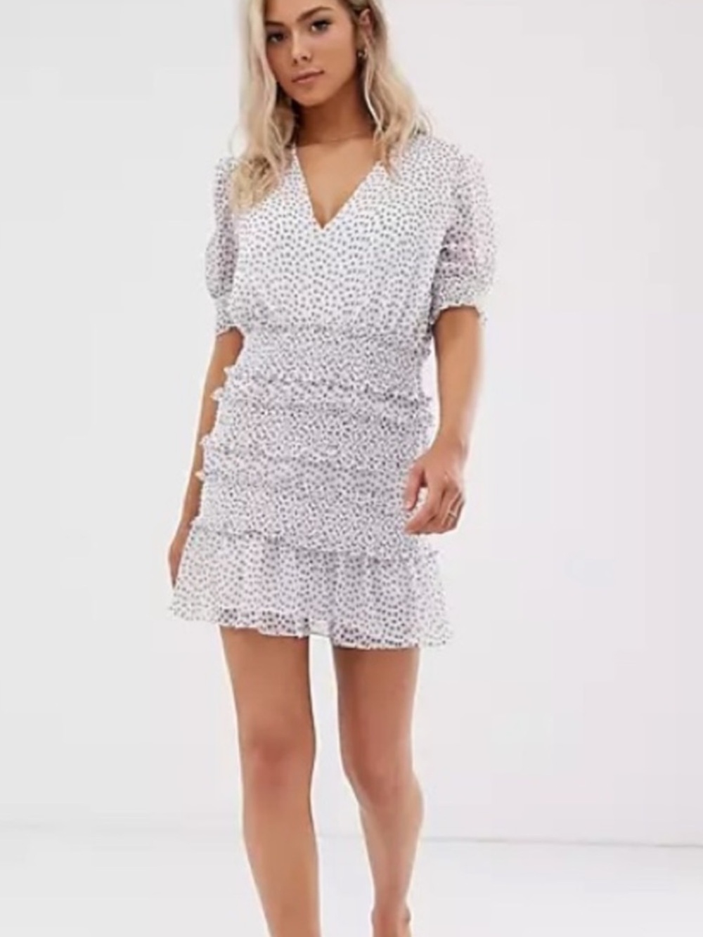 The East Order Behati short sleeve mini dress smocked floral small pink purple